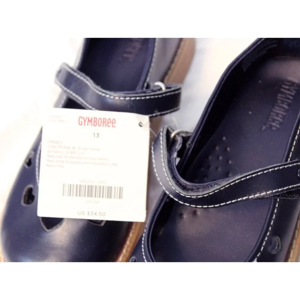 2006/7 Gymboree Bon Voyage Dress Shoes sz 13 Heart Cut outs Navy Blue Mary Janes